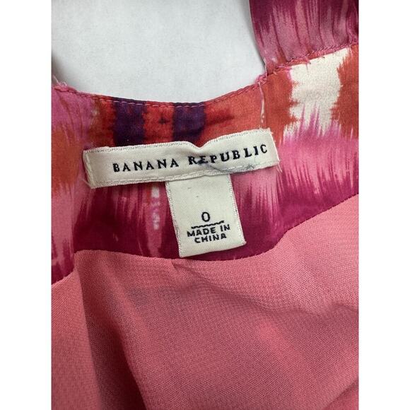 Twee Banana Republic Silk Twisted Shoulder Open Back Dress Pink Print Sheath 0 - Picture 3 of 12